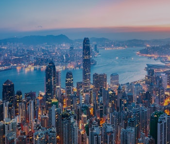 Amazing view on Hong Kong city from the Victoria peak, China