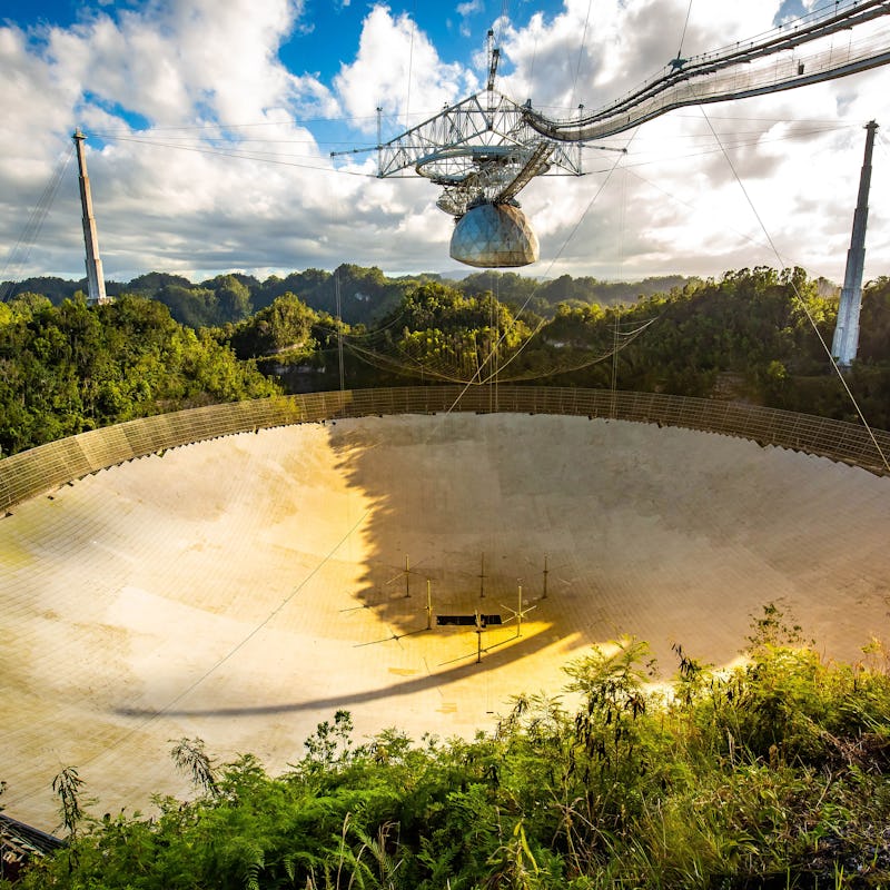 Large radio telescope dish in Arecibo national observatory