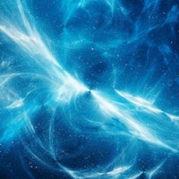 Blue glowing high energy plasma field in space, computer generated abstract background, 3D rendering