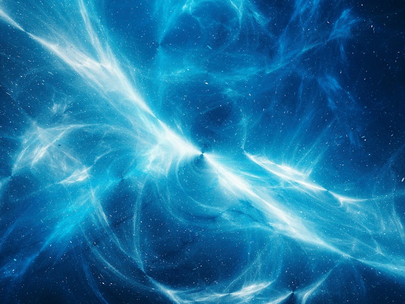 Blue glowing high energy plasma field in space, computer generated abstract background, 3D rendering
