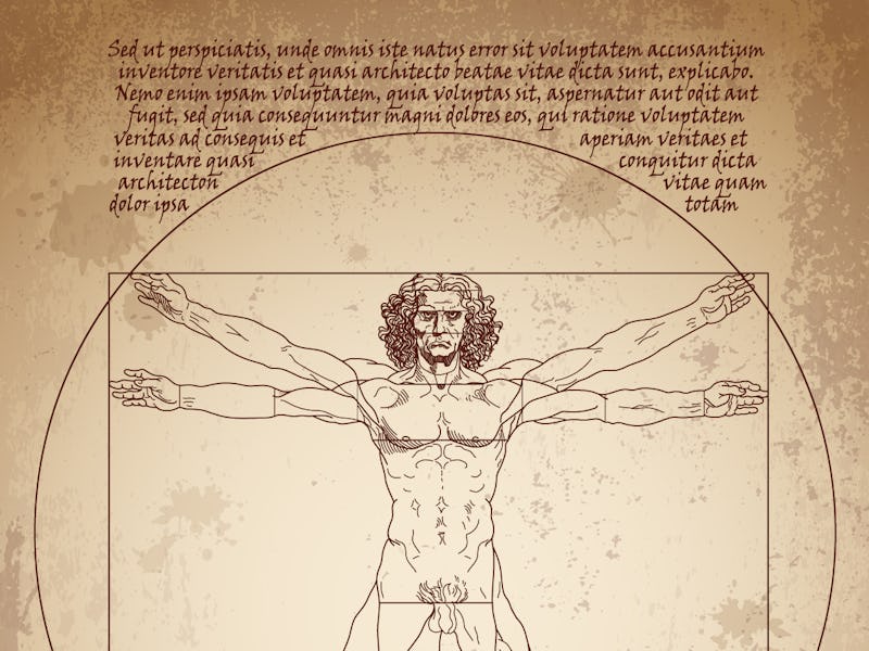 Da Vinci's Vitruvian Man. Leonardo da Vinci drawing. Da Vinci sketches.