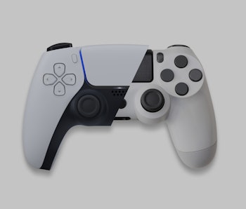 Next Generation vs actual generation White game controller on white background