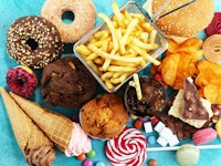 Unhealthy products. food bad for figure, skin, heart and teeth. Assortment of fast carbohydrates foo...