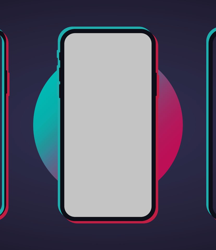 Mockups of colorful frames of the device, smartphone, mobile. Social media concept. Vector illustrat...