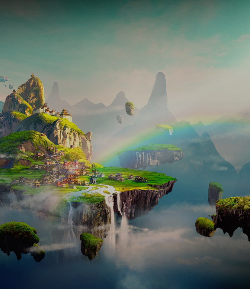 Chinese style fantasy scenes,3d rendering.