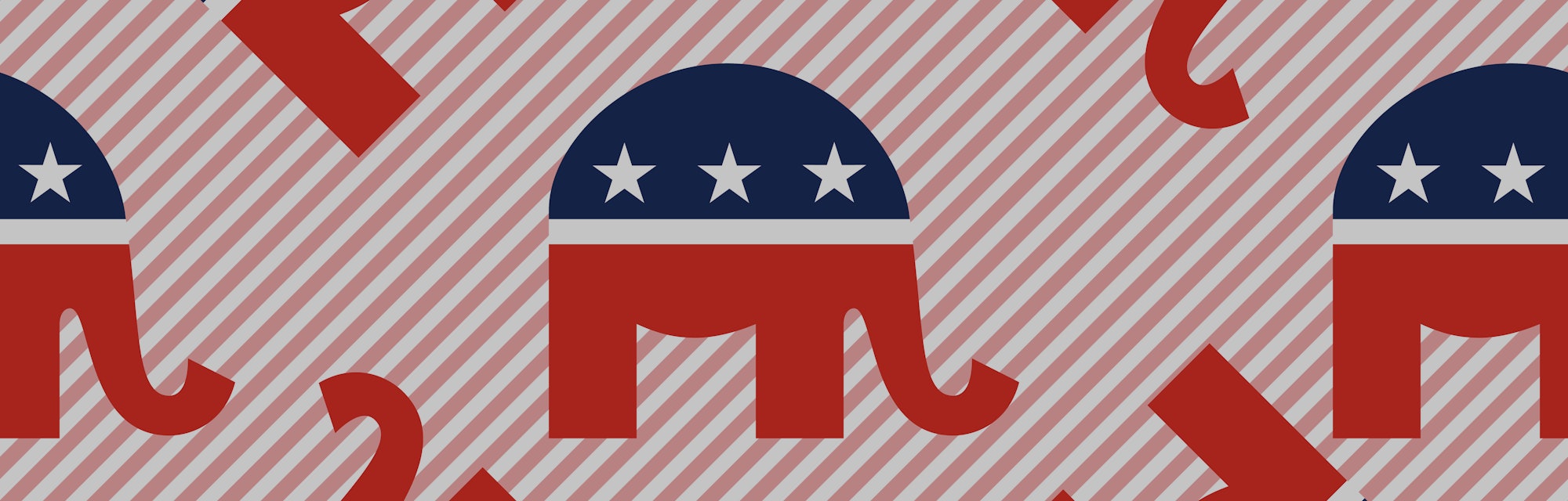 A sheet of stickers showing the Republican elephant in red, white, and blue.