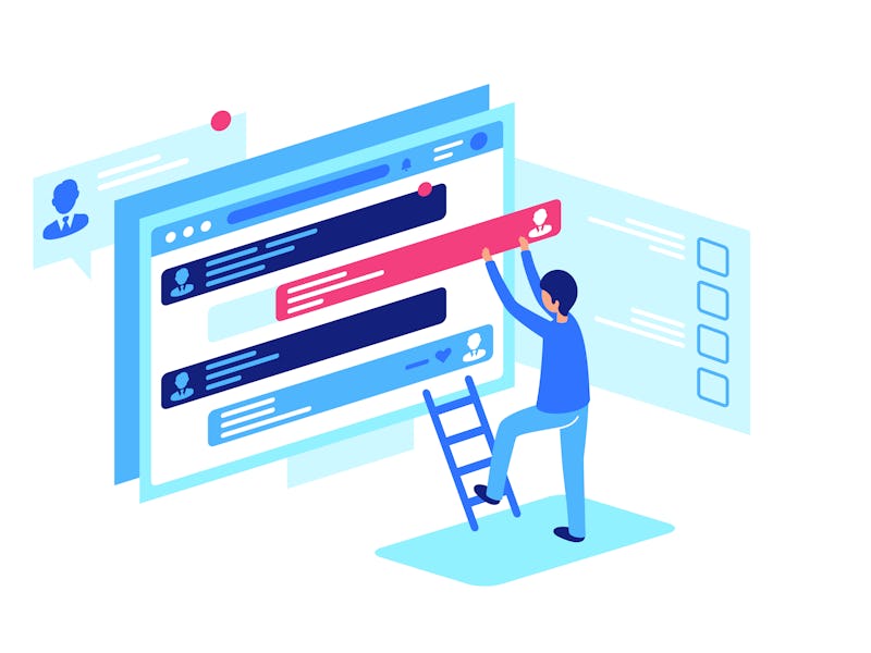 A human moderator can be seen correcting posts and removing a flagged one in the color red.