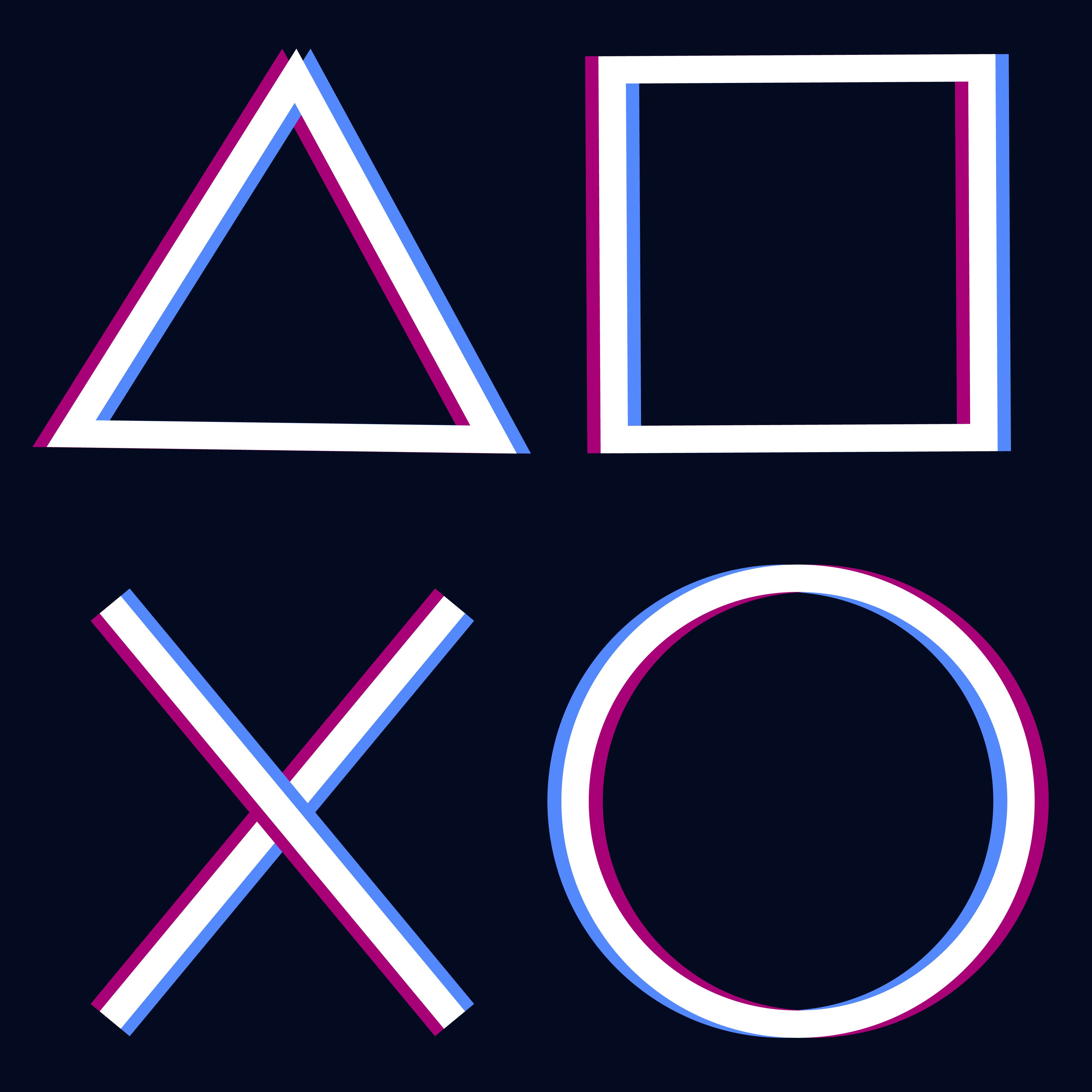 playstation glitch cross triangle square circle design game symbols icons playstation 5