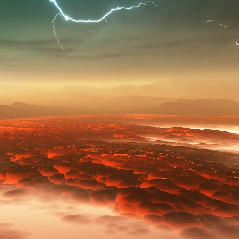 Surface of Venus. Hot lava flows on Venus. 3d illustration