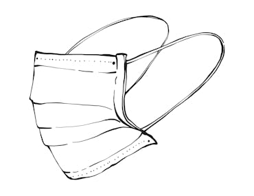 Medical face mask, sketch hand drawn.