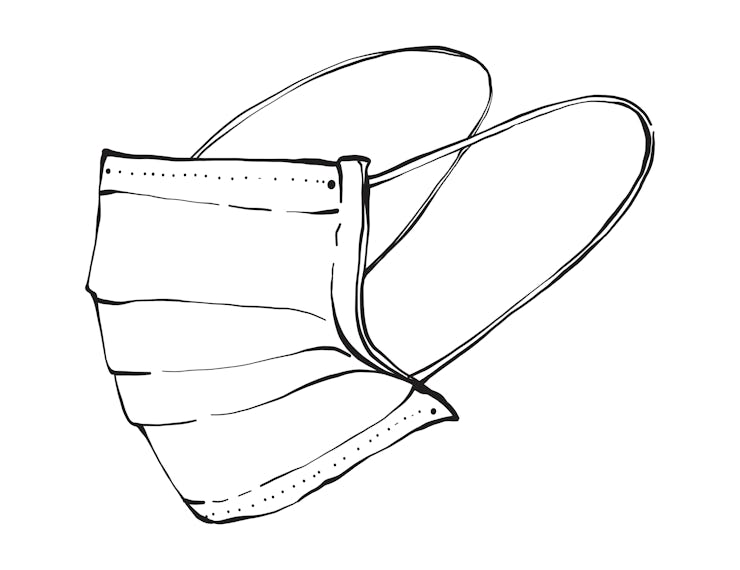 Medical face mask, sketch hand drawn.