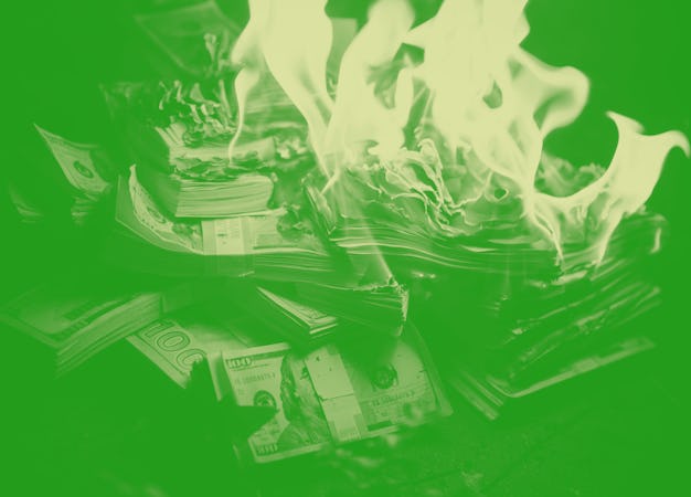 Pile of Money on Fire