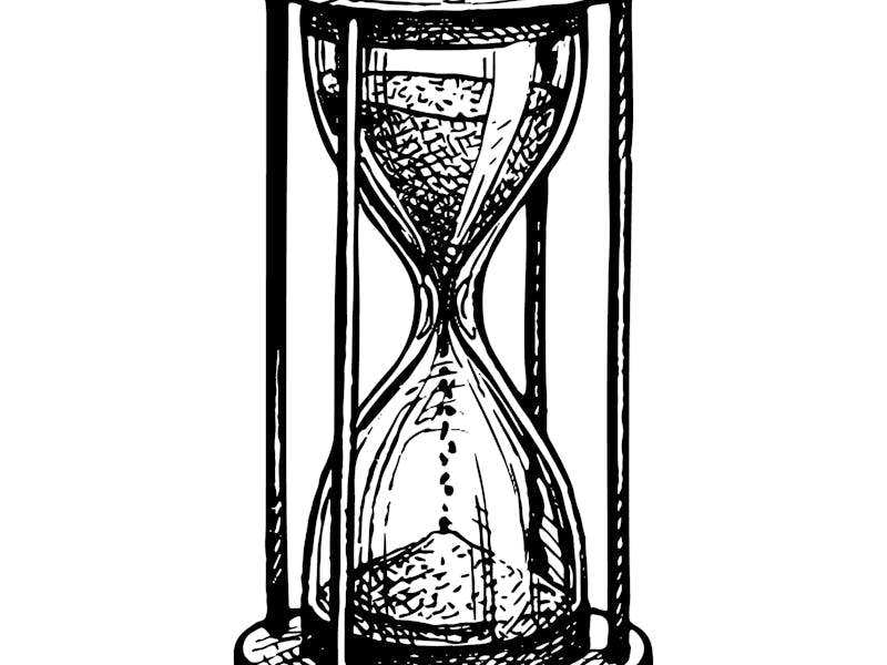 Vintage hourglass. Antique timer. Ink sketch isolated on white background. Hand drawn vector illustr...