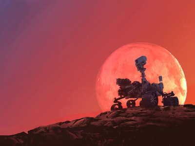 exploration red planet on mars rover, Elements of this image furnished by NASA 3d illustration.