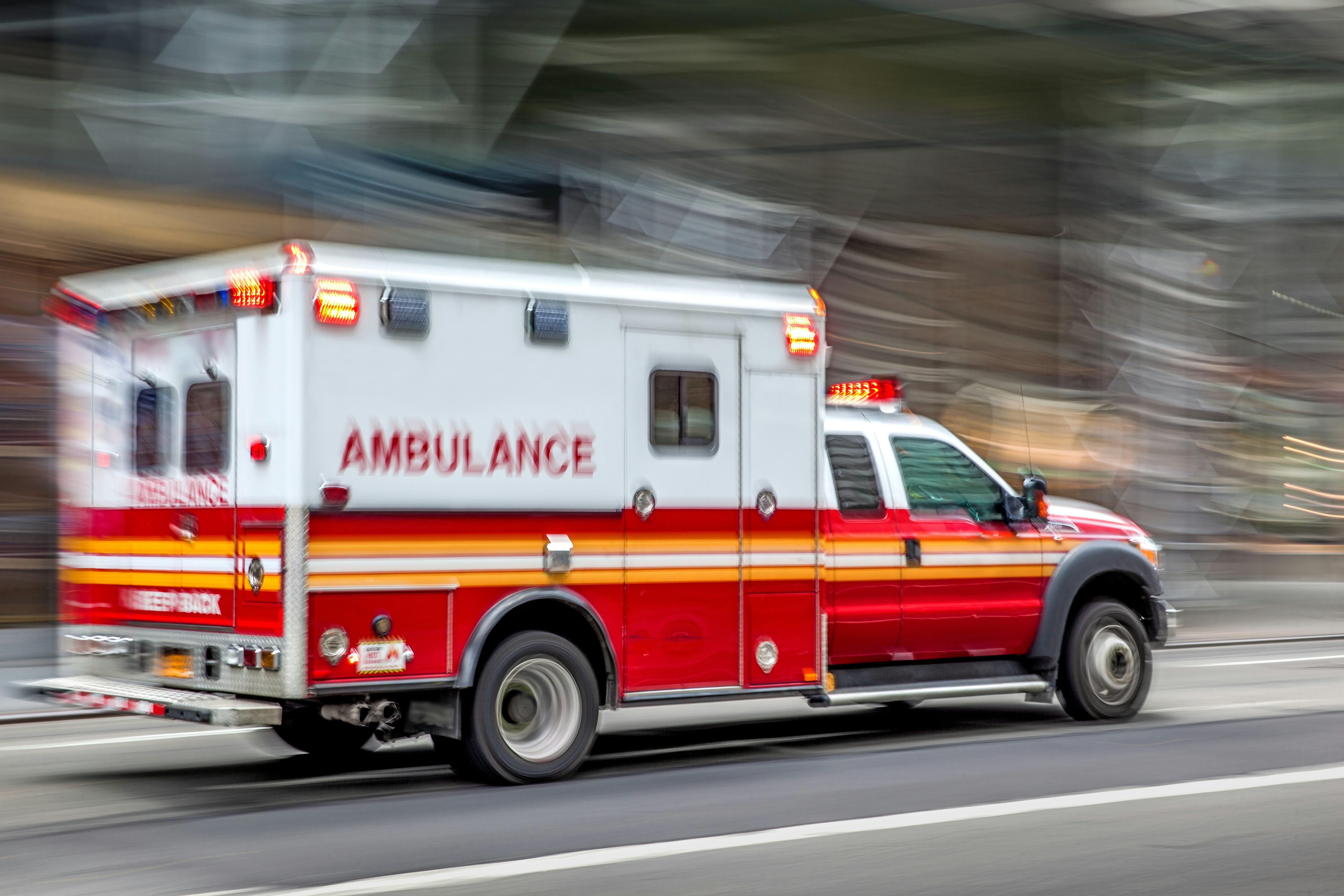 ambulance on emergency car in motion blur