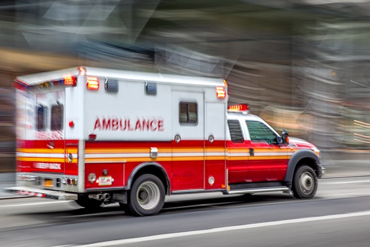 ambulance on emergency car in motion blur