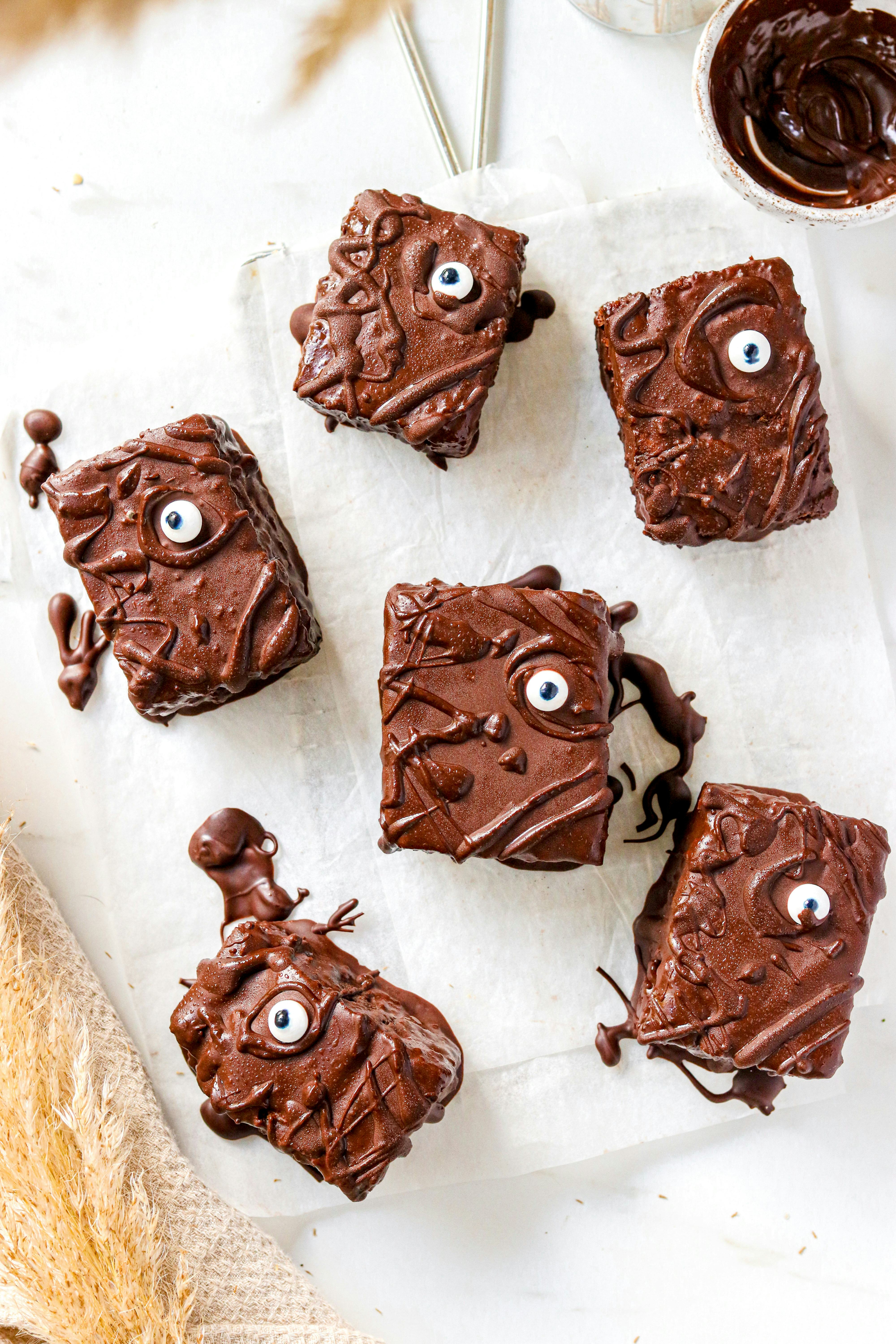 Halloween Chocolate Brownies with spooky eyes
