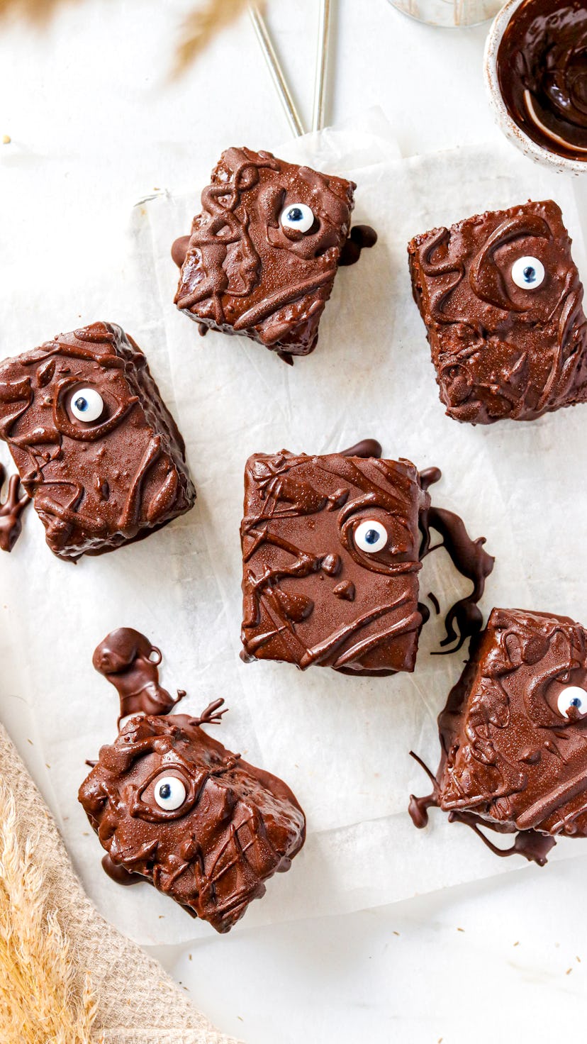 Halloween Chocolate Brownies with spooky eyes
