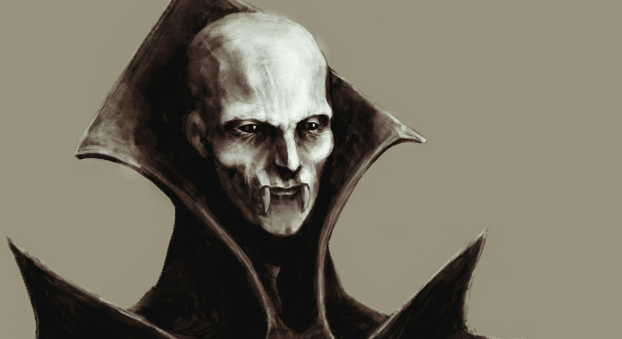 Vampire Character Concept Fangs Bald