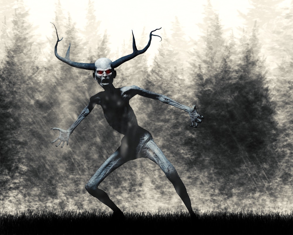 3d illustration of a Wendigo Native American evil spirit cannibal creature 