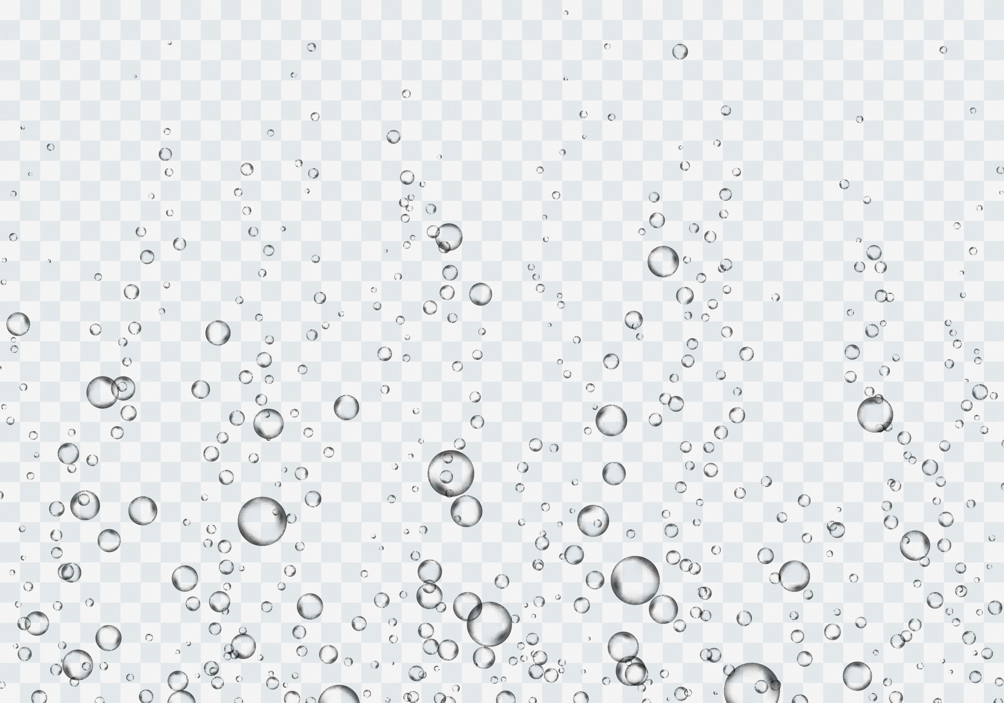 Bubbles underwater texture isolated on transparent background. Vector fizzy air, gas or clean oxygen...