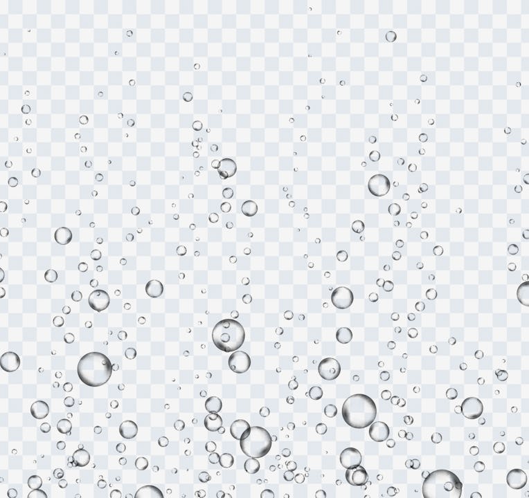 Bubbles underwater texture isolated on transparent background. Vector fizzy air, gas or clean oxygen...