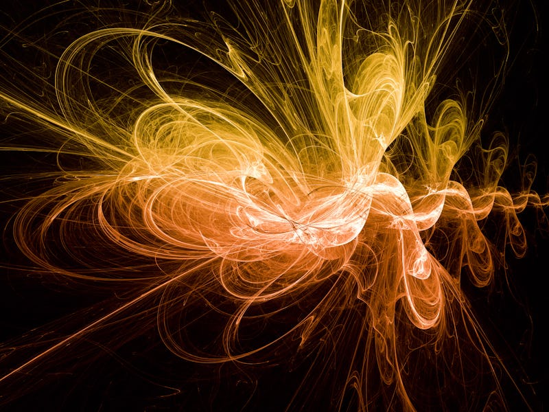 Abstract scientific 3d explosion illustration. Strong emission of energy. Concept research in the fi...
