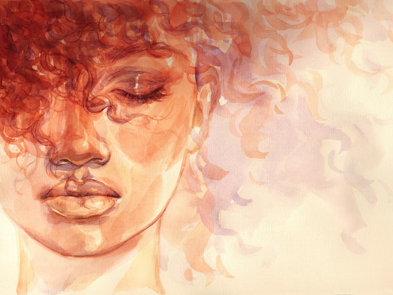 african american woman. beauty illustration. watercolor painting