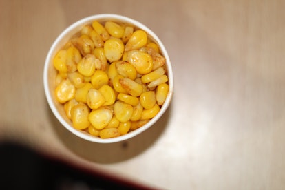 a small view of sweet corns in a cup