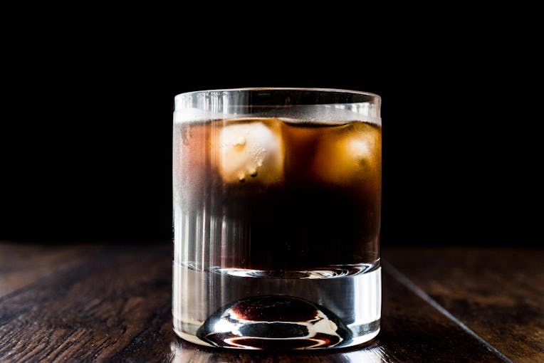 Black Russian Cocktail with vodka and coffee liquor