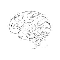 One single line drawing of smart human brain from side view logo identity. Genius idea for brain med...