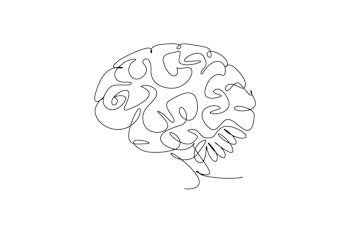 One single line drawing of smart human brain from side view logo identity. Genius idea for brain med...