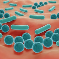 Bacteria on skin surface, Skin microbiome 3d illustration