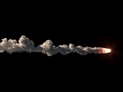 Meteor flies on the black background 3d illustration
