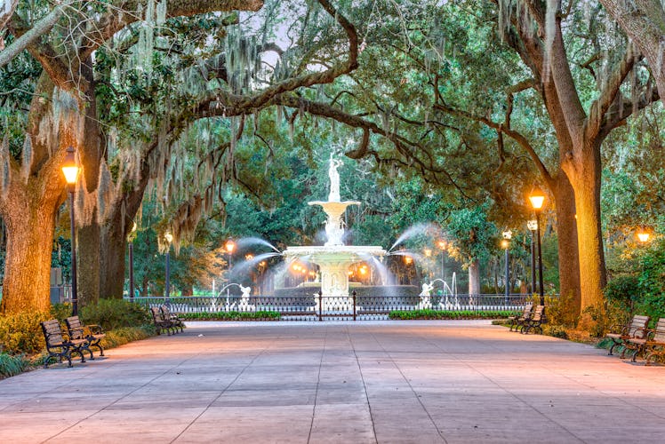 Savannah, Georgia, USA at Forsyth Park, is a dreamy proposal destination.