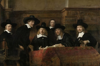 The Syndics, by Rembrandt van Rijn, 1662, Dutch painting, oil on canvas. The painting, original titl...