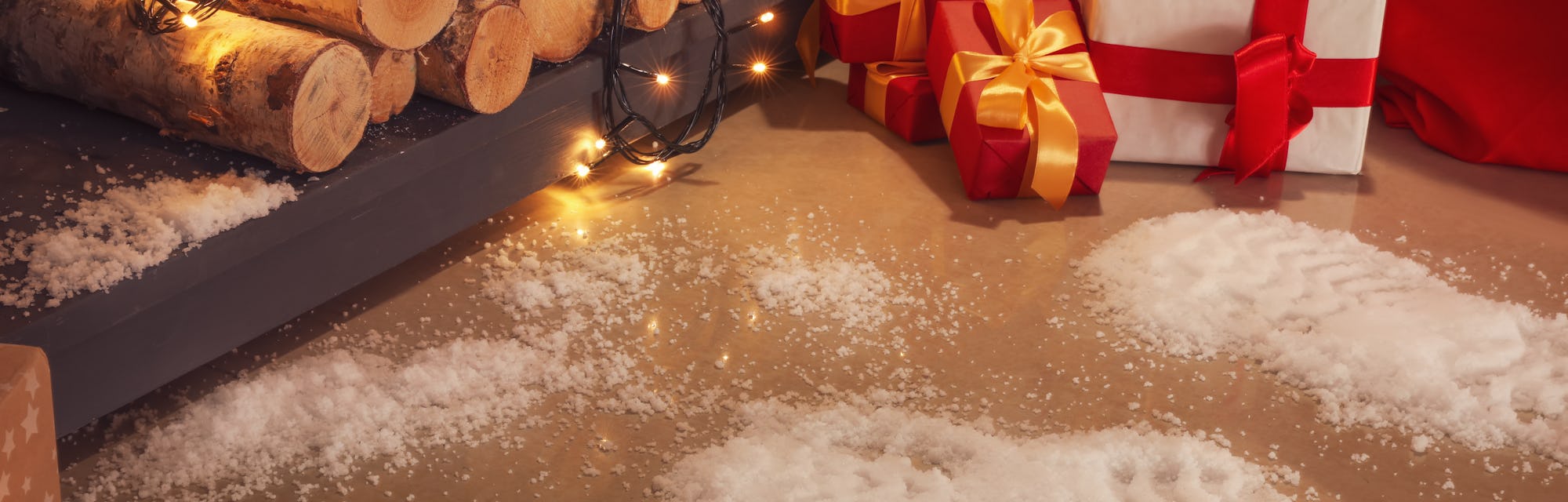 Footprints of Santa on floor in room