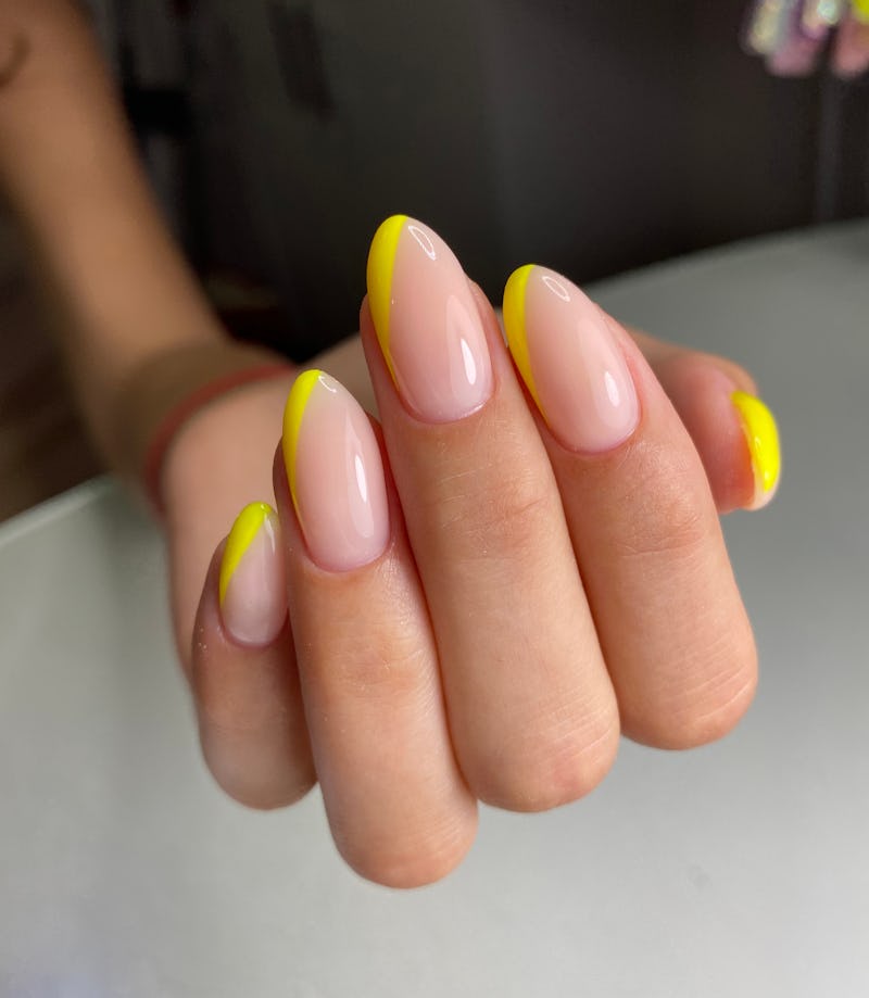 yellow french nail designs