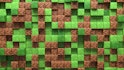 3D Abstract cubes. Video game geometric mosaic waves pattern. Construction of hills landscape using ...