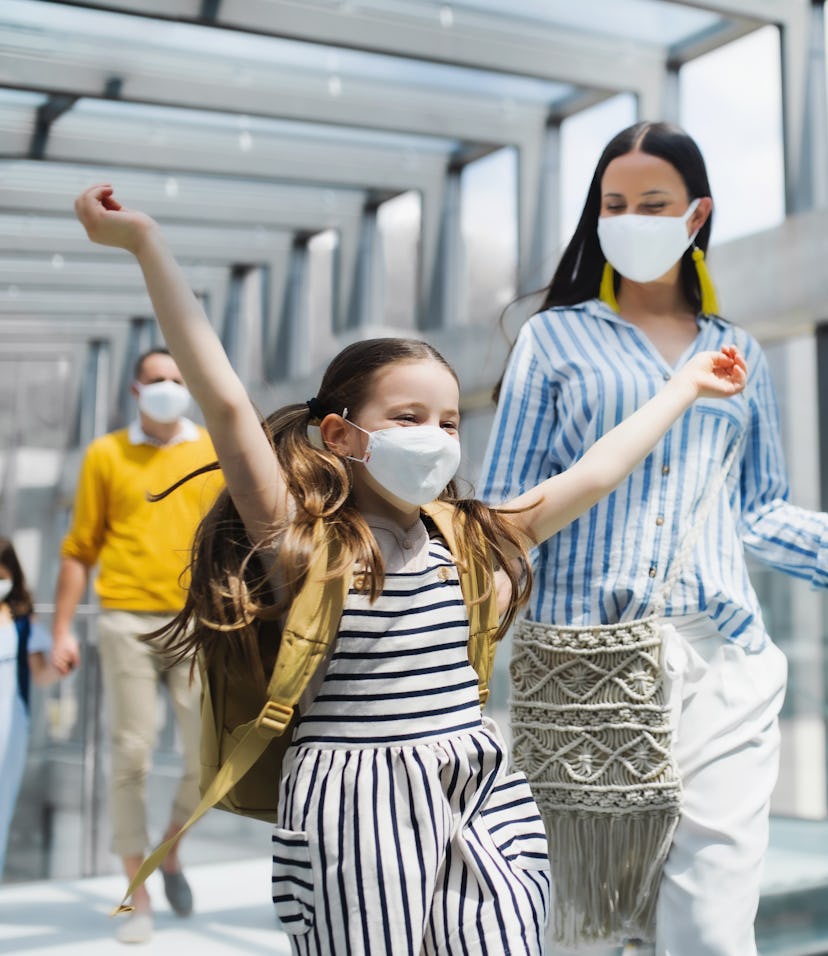 mother and daughter in airport
