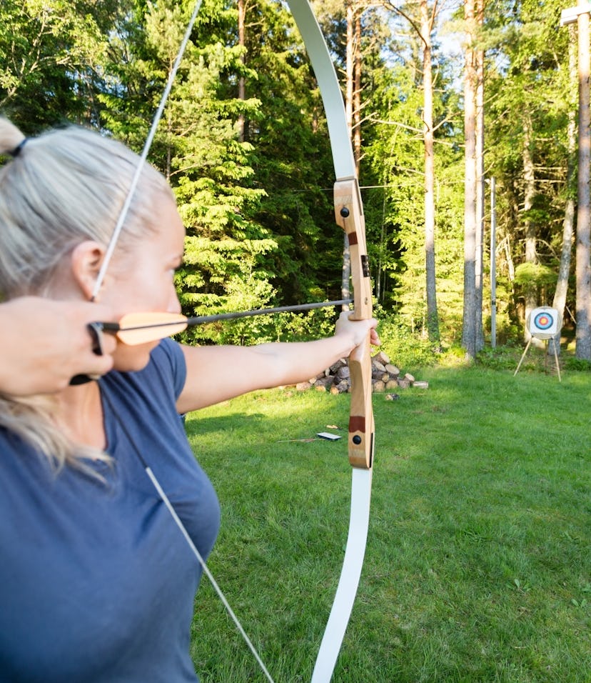 woman playing archery