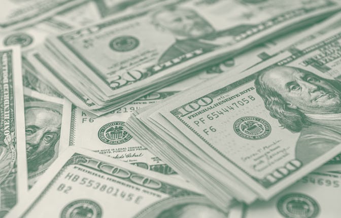 Background of US dollar bills. Top view point. financial concept