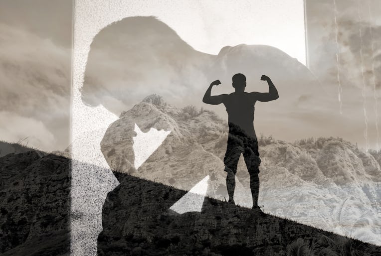 Mental strength, and overcoming life problems. Mental health and strength concept.