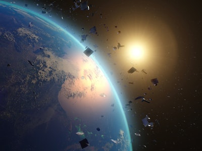 Space debris around planet Earth