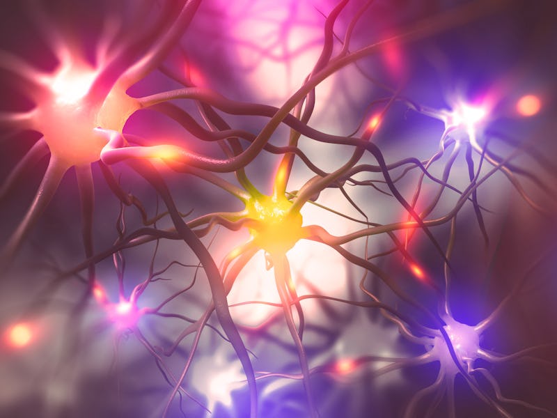 Brain. Electrical activity of the human brain. 3D illustration of scientific research of neural netw...