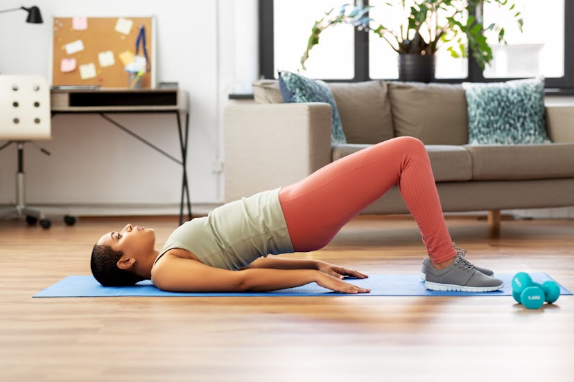 Bridges help strengthen your glutes and hamstrings to stabilize the knees.