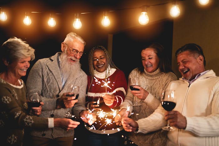 family celebrating New Year's Eve