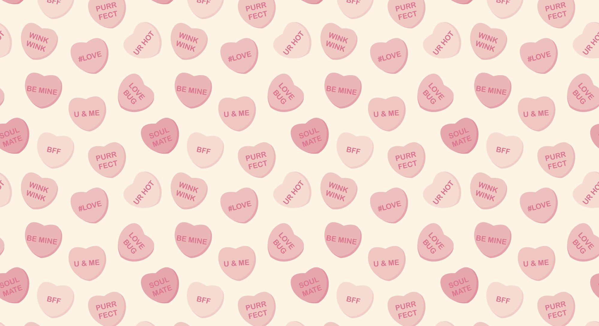 Candy Hearts Seamless Pattern - Pastel rainbow conversation heart candy design for Valentine's Day