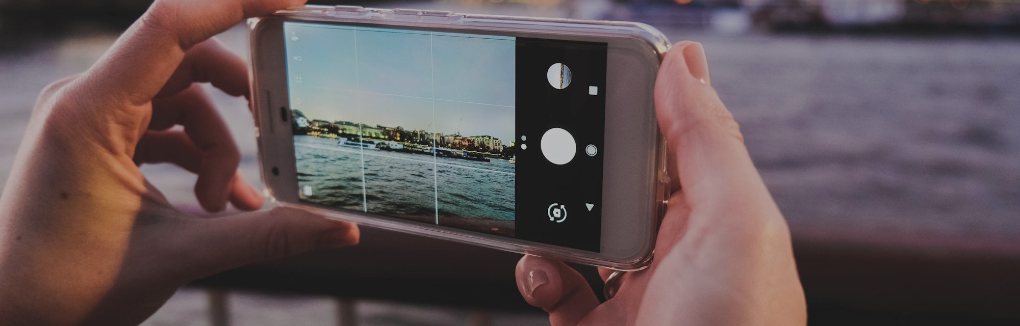 London, River Thames seen through smart-phone camera