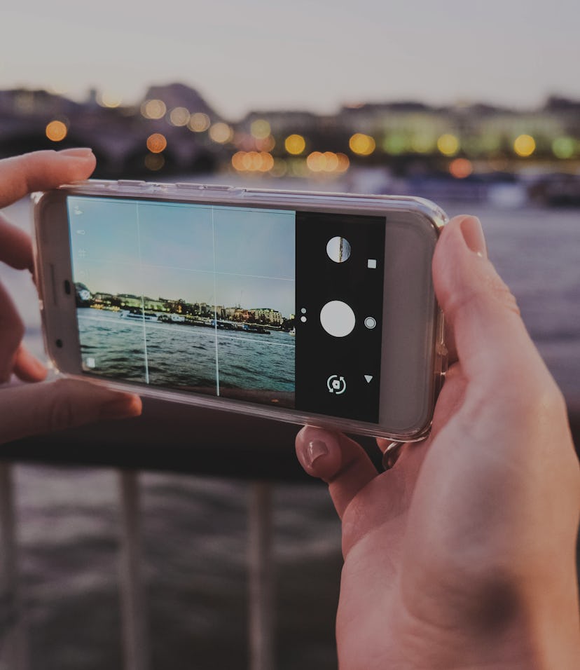 London, River Thames seen through smart-phone camera